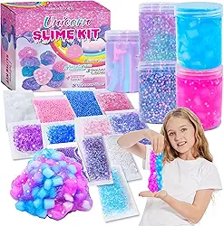 Unicorn Slime Kit for Girls 4-12,Supplies Makes Butter Slime,Candy Confetti Slime,Glimmer Crunchy Slime,Foam Crunchy Slime,Jelly Cubes Slime Party Favors for Kids