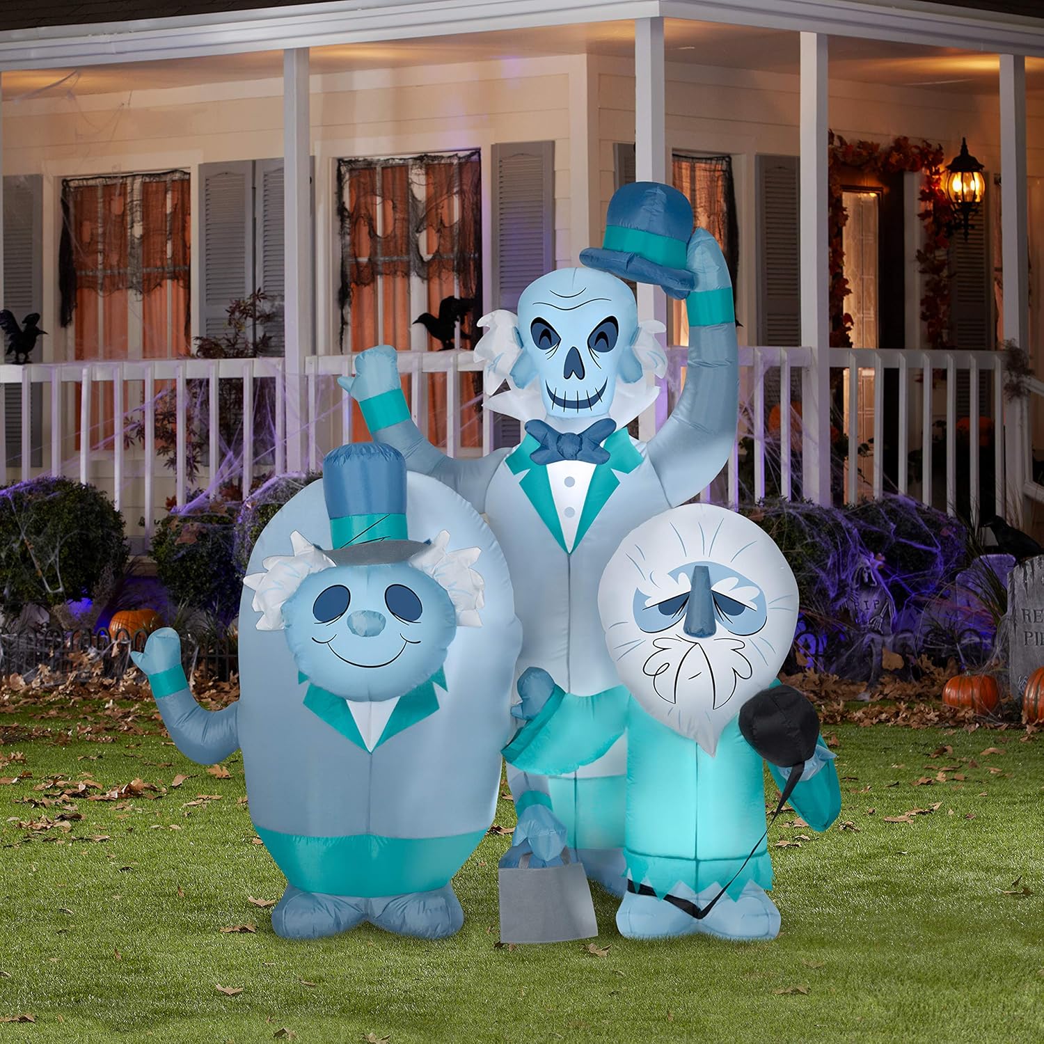 Gemmy Airblown Haunted Mansion Hitchhiking Ghosts Scene Disney, 6 ft Tall, Blue