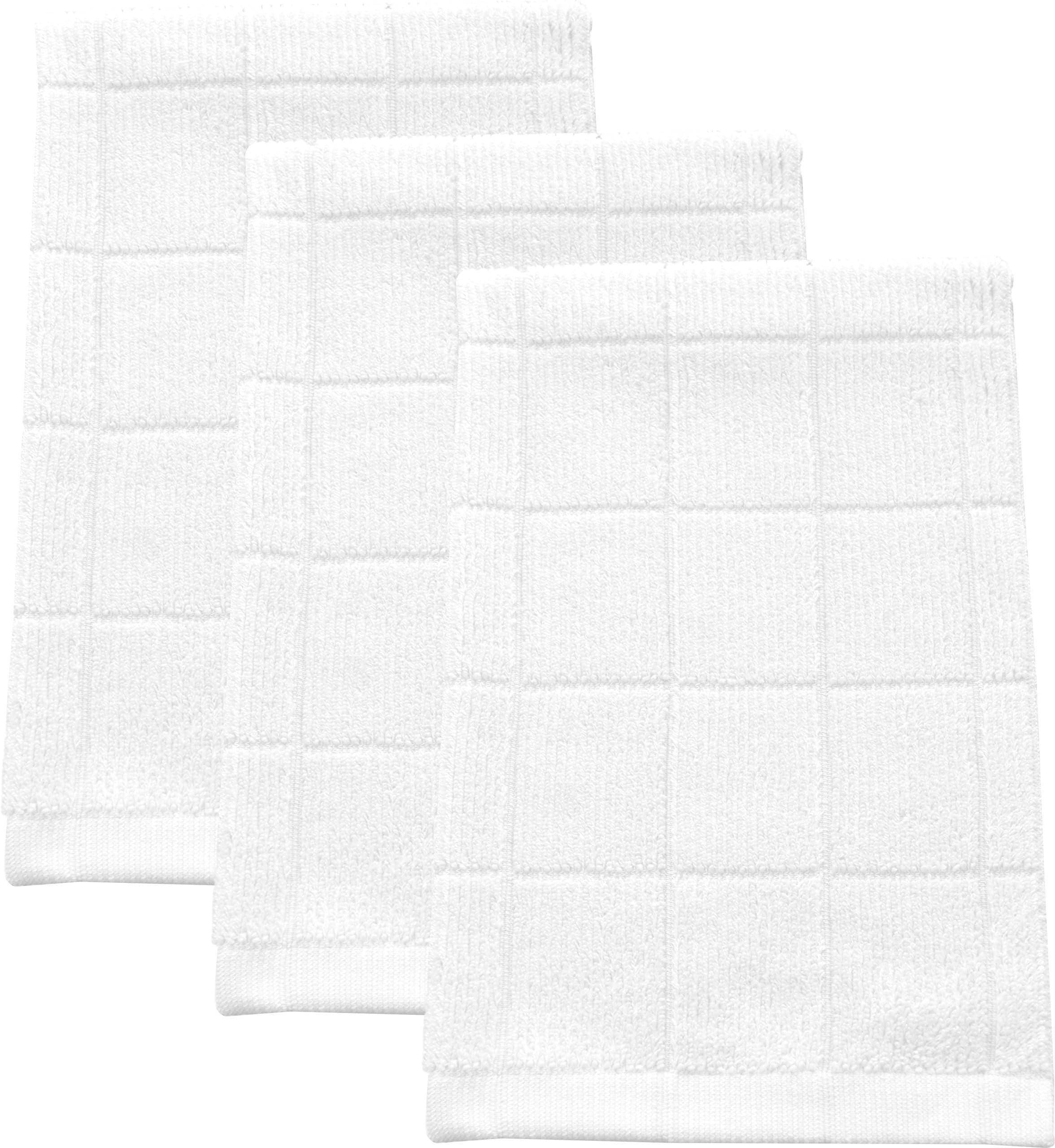 Kitchen Towels - Ultra Absorbent, Quick-Drying Bamboo and Microfiber Blend Hand Towels with Reinforced Edging - 24in x 16in, White, (Set of 3)