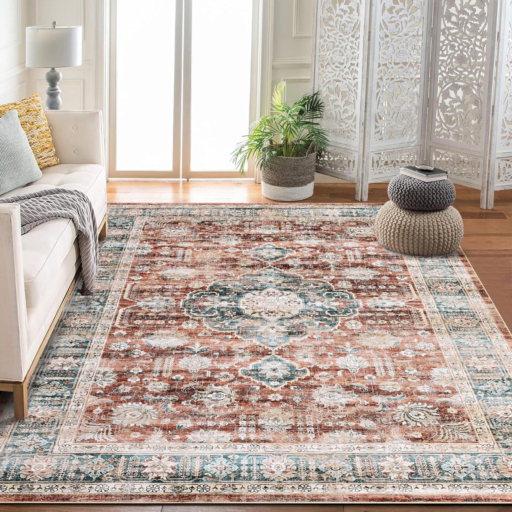 Amazon.com: RUGSREAL Washable Rug 8x10 Living Room Rug Boho Large Rug ...