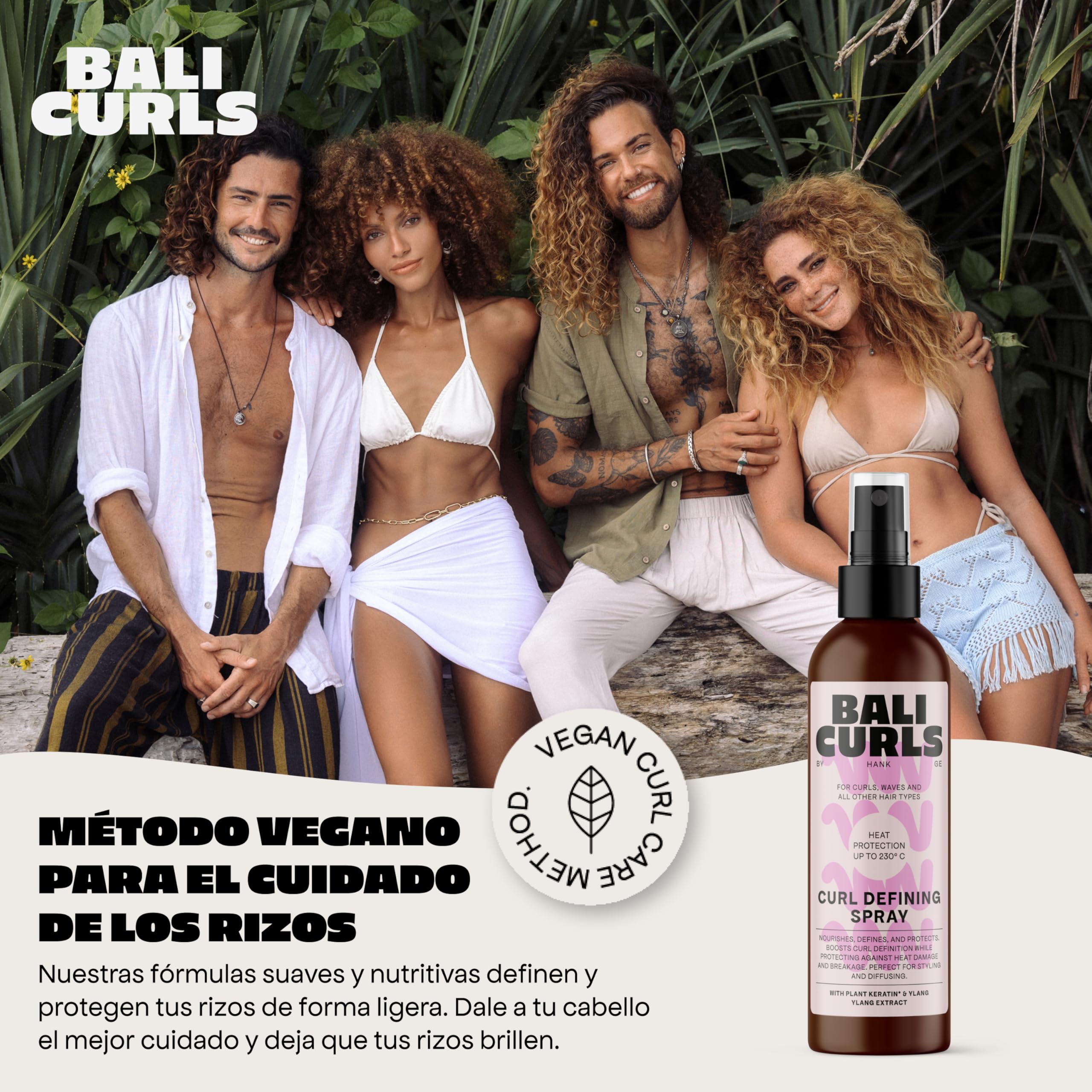 Bali Curls Curl Leave In Spray Difusor Protector del Calor - Spray termoprotector para cabello rizado - 150 ml