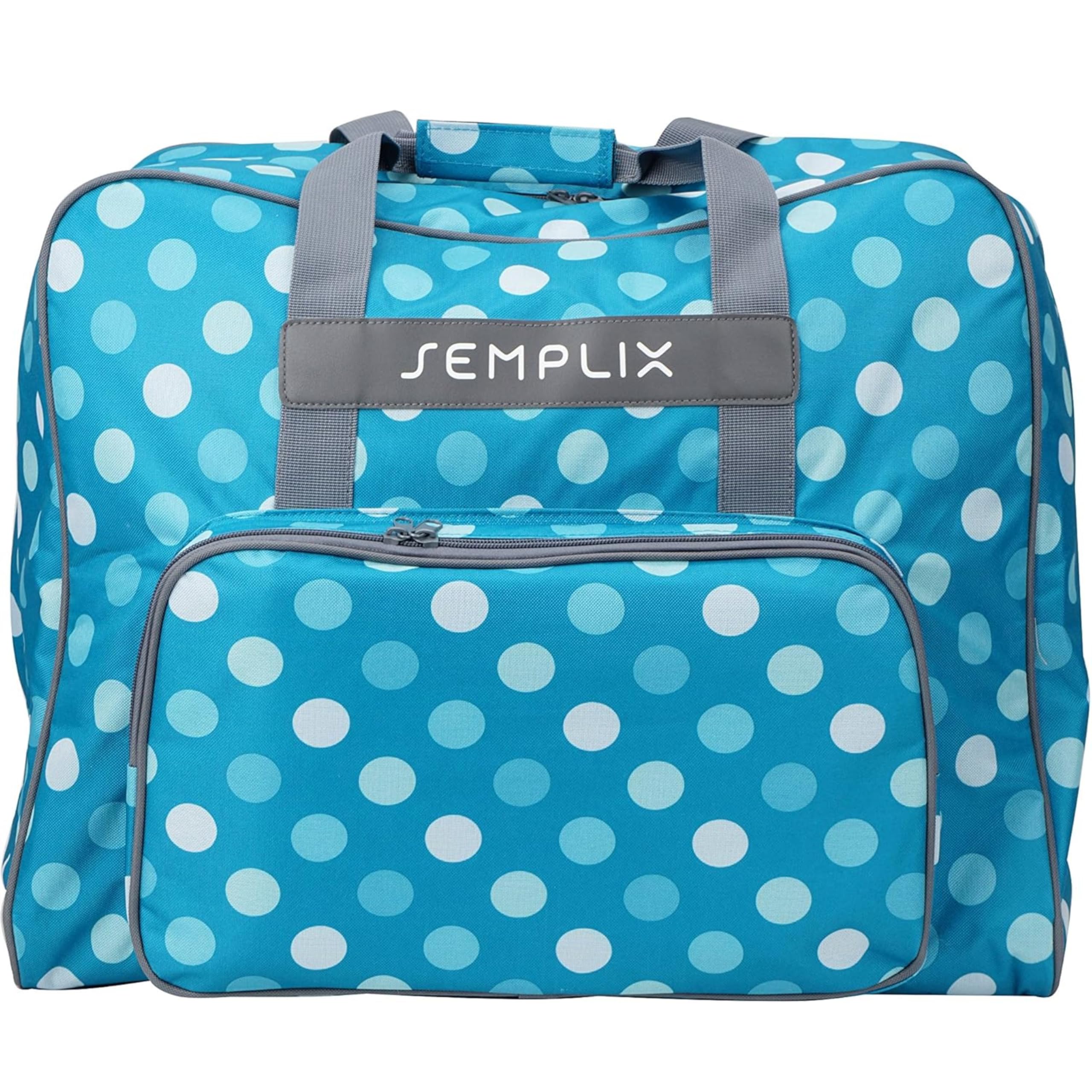 SEMPLIX XL-Nähmaschinentasche, Polka Dots Petrol/Türkis, 52x42x27 cm, Große stabile Transport und Aufbewahrungs Tasche für große Nähmaschinenmodelle