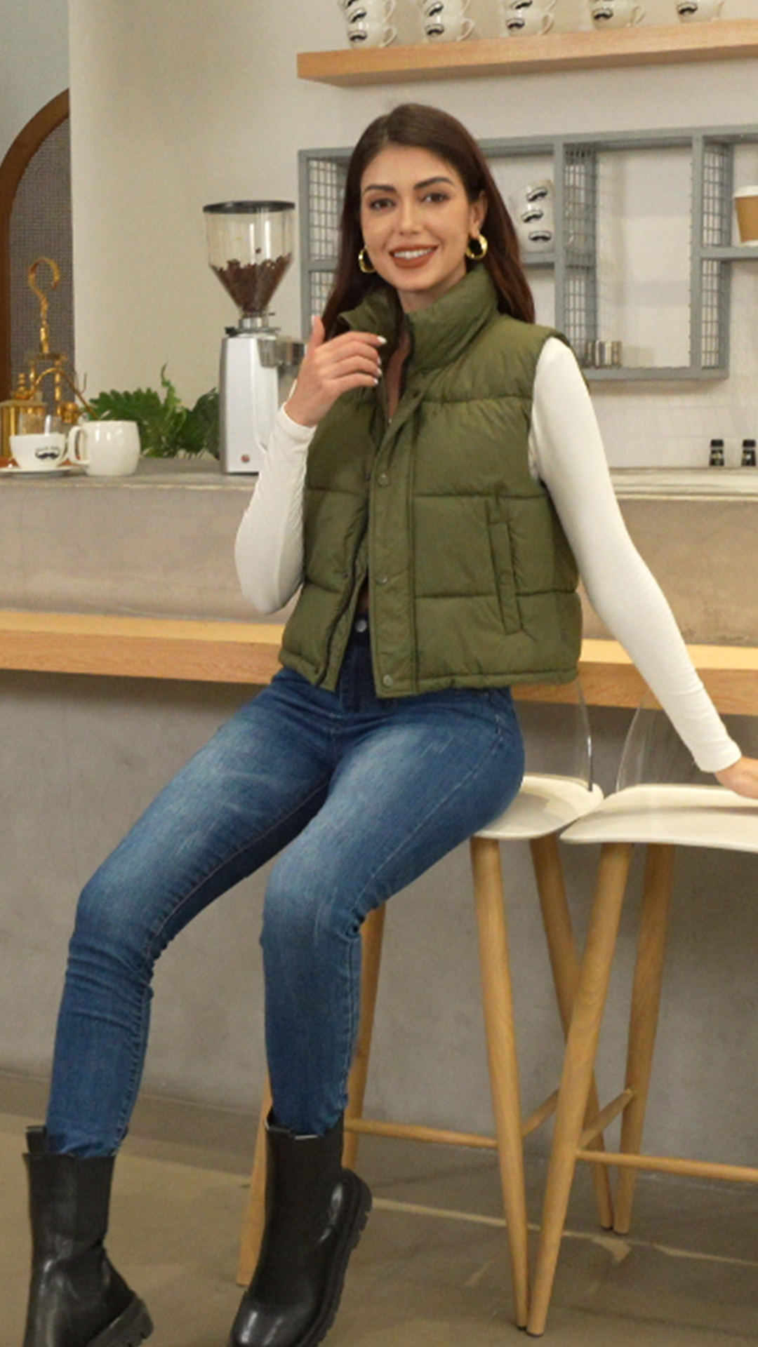 Fengbay Puffer Vest Women Sleeveless Winter Clothing Puffy Cropped