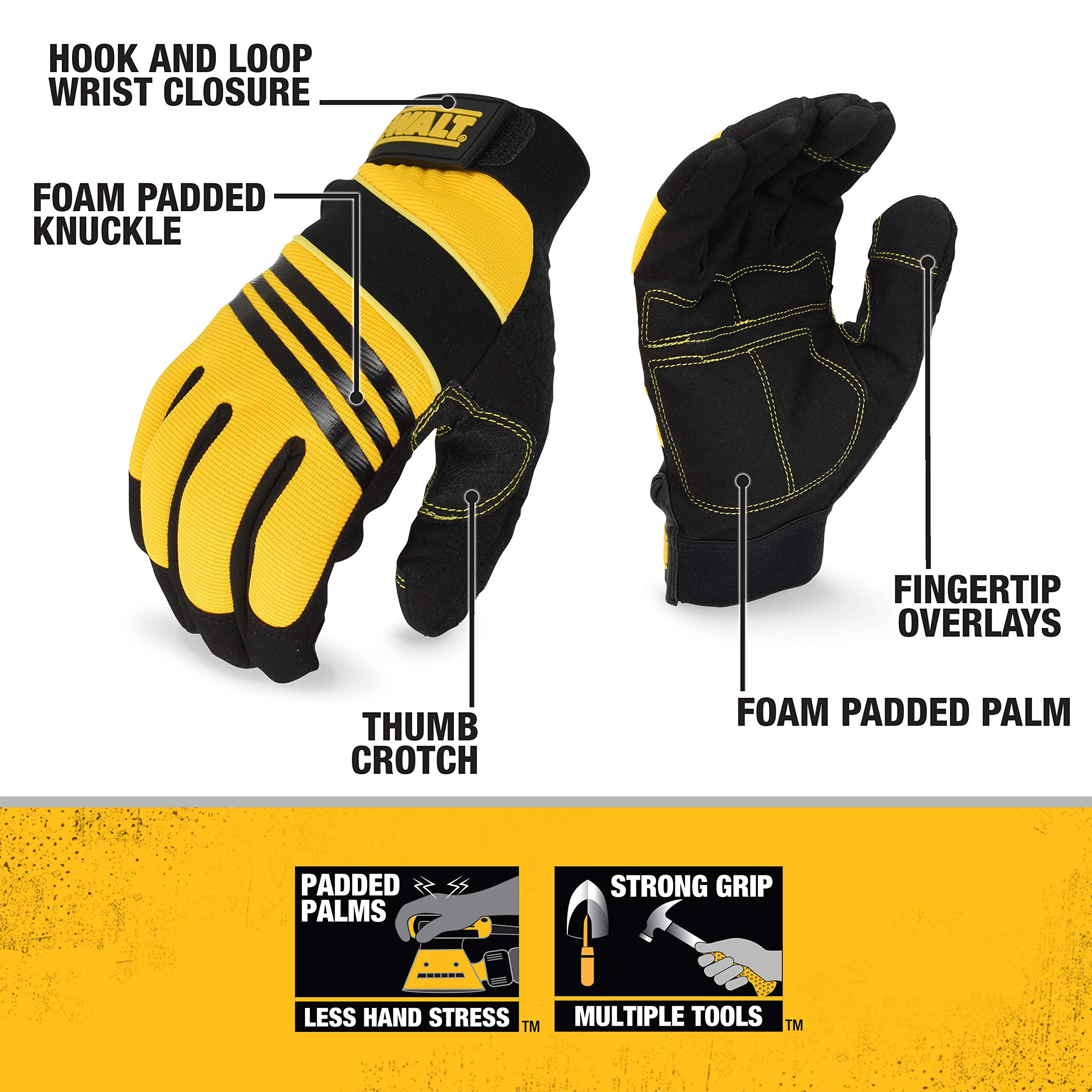 DEWALT DPG201M DPG201 Guantes, Amarillo/Negro, M