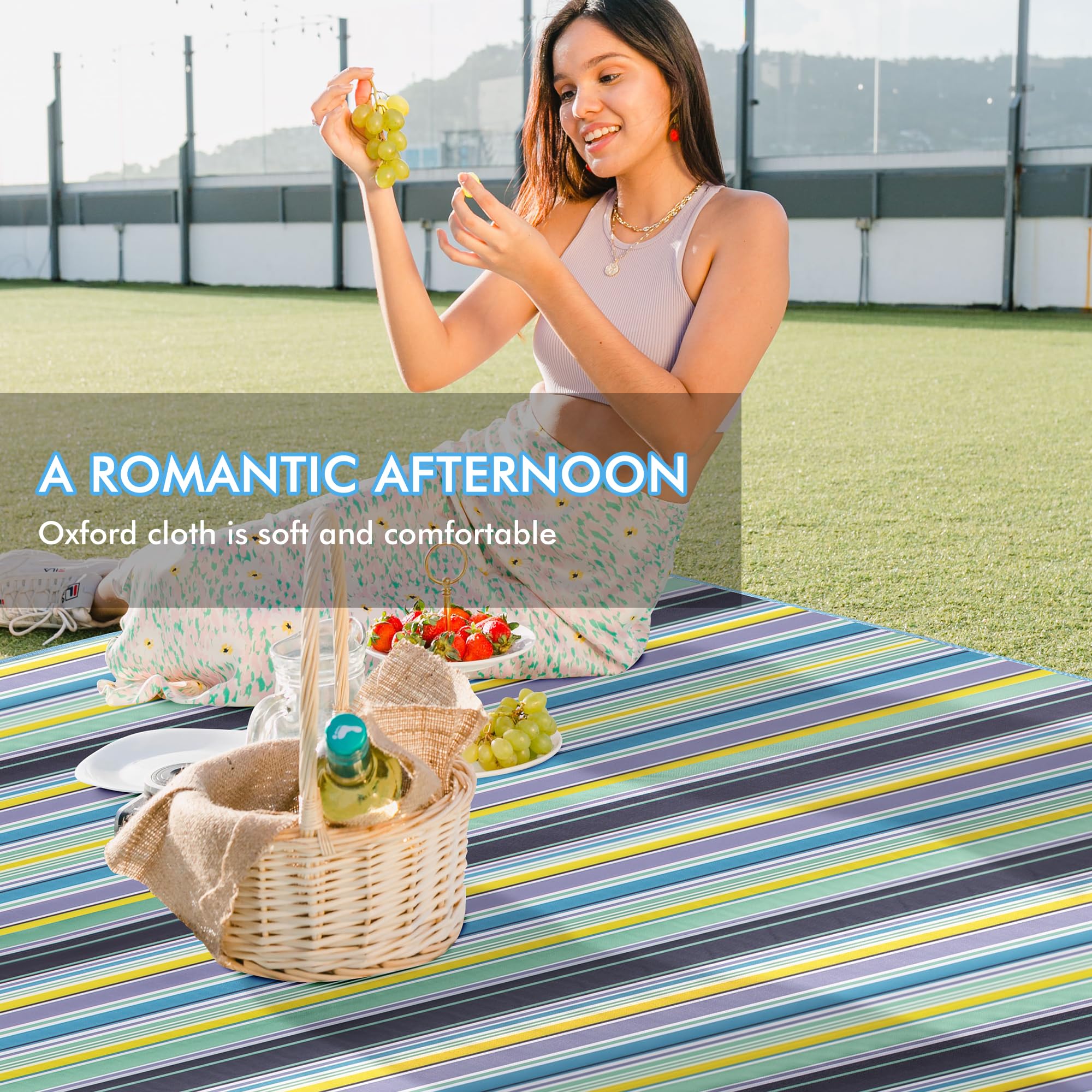 Coperta da picnic XXL 300 x 200 cm, coperta pic nic, impermeabile, pieghevole, lavabile con maniglia per giardino, picnic, spiaggia, campeggio