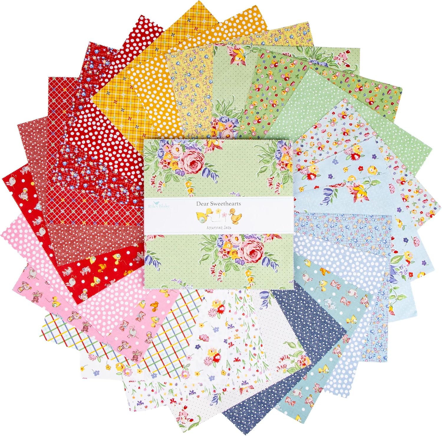 American Jane Dear Sweethearts 10" Stacker 42 10-inch Squares Layer Cake Riley Blake 10-18090-42