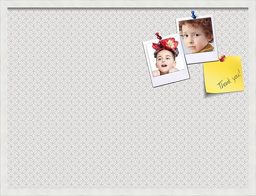 Miniatura 376 de PinPix Tablero de anuncios de corcho de 12 x 12 pulgadas. Este tablero decorativo enmarcado viene con diseño de círculos B W y un marco blanco