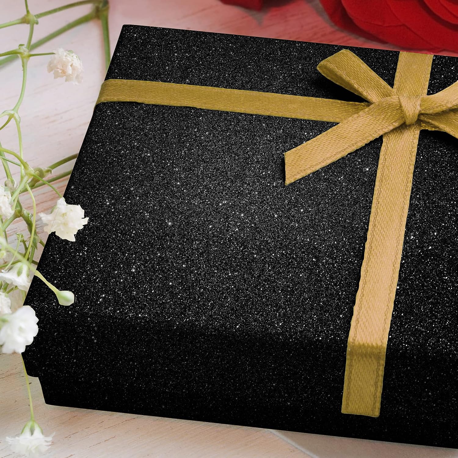 CHIHUT Black Glitter Contact Paper 15.7''x236'' Self Adhesive Black Glitter Wallpaper Roll Removable Glitter Fabric Wall Paper Sparkle Peel and Stick Wallpaper Decorative for Bedroom Accent Walls