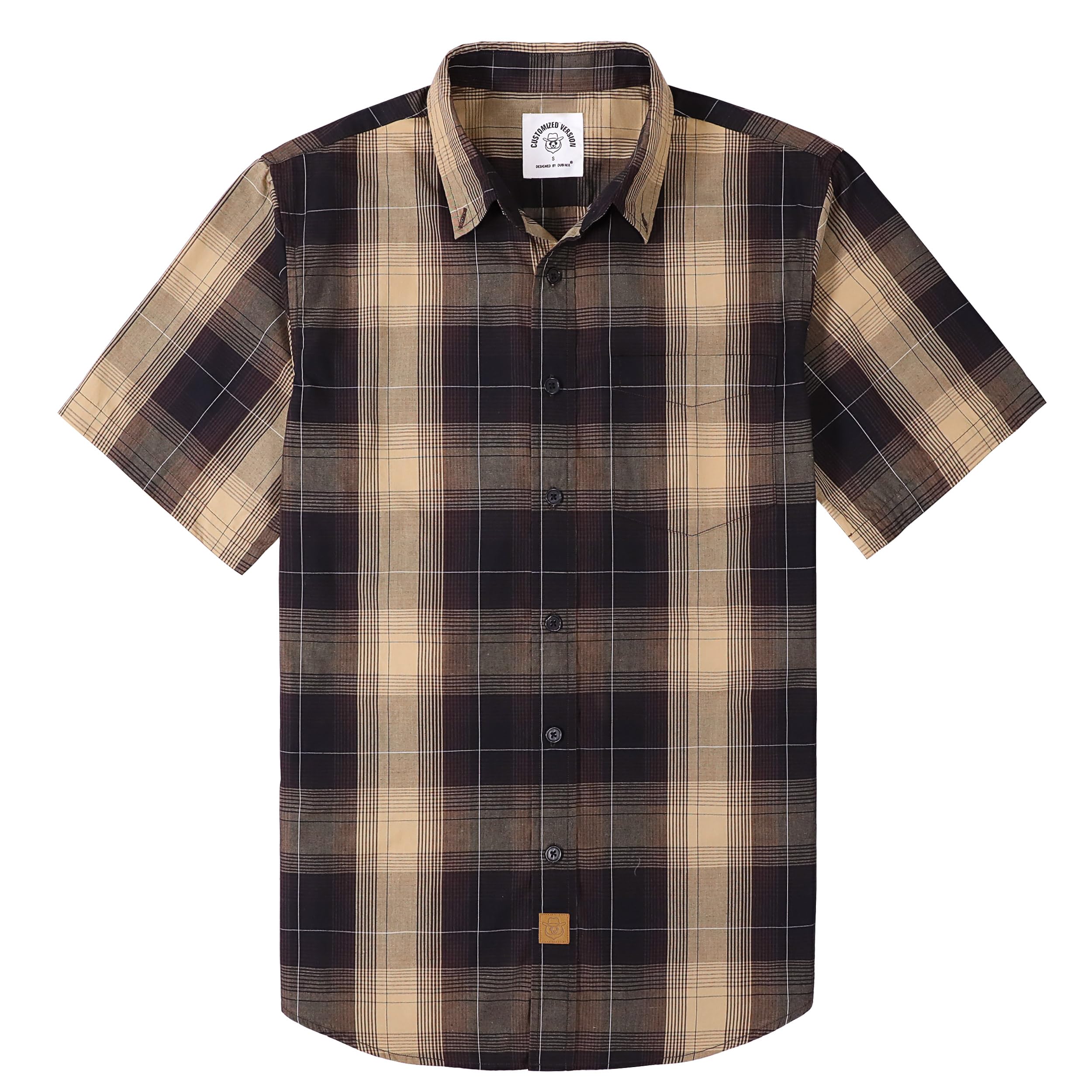 Dubinik® Mens Short Sleeve Button Down Shirts Soft Breathable Summer Vintage Regular Fit Lightweight Men's Casual Shirt