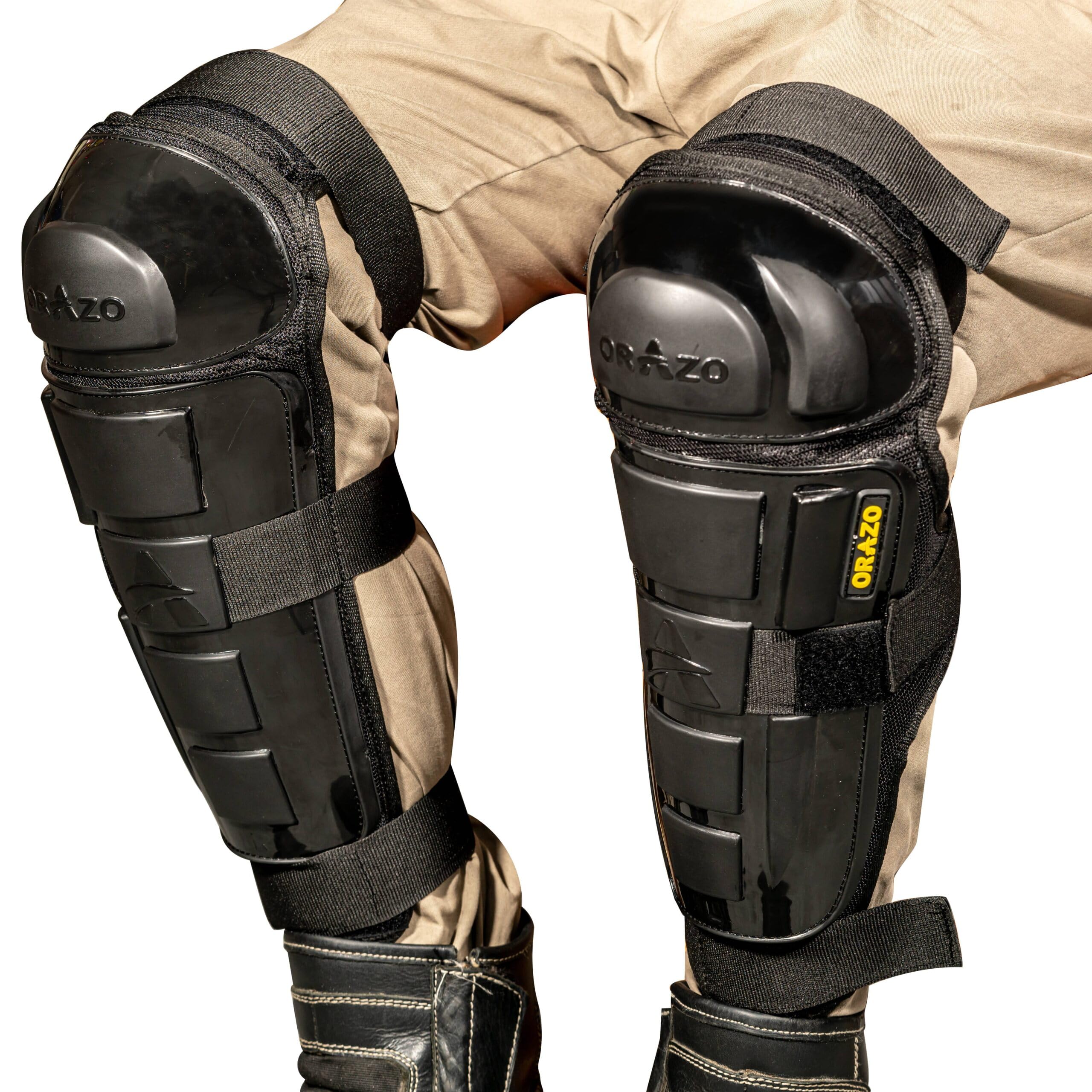 ORAZO Raptor CE Certified Knee & Shin Protector | Level 2 K+L Type B T- | Anti-Slip Straps | Bionic & Asymmetric for Comfort | Made in India (Black, Regular Straps)-image-35