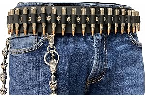 DIY Belt with 16 Genuine Shell Bullet Genuine Leather Punk Goth Black Metal