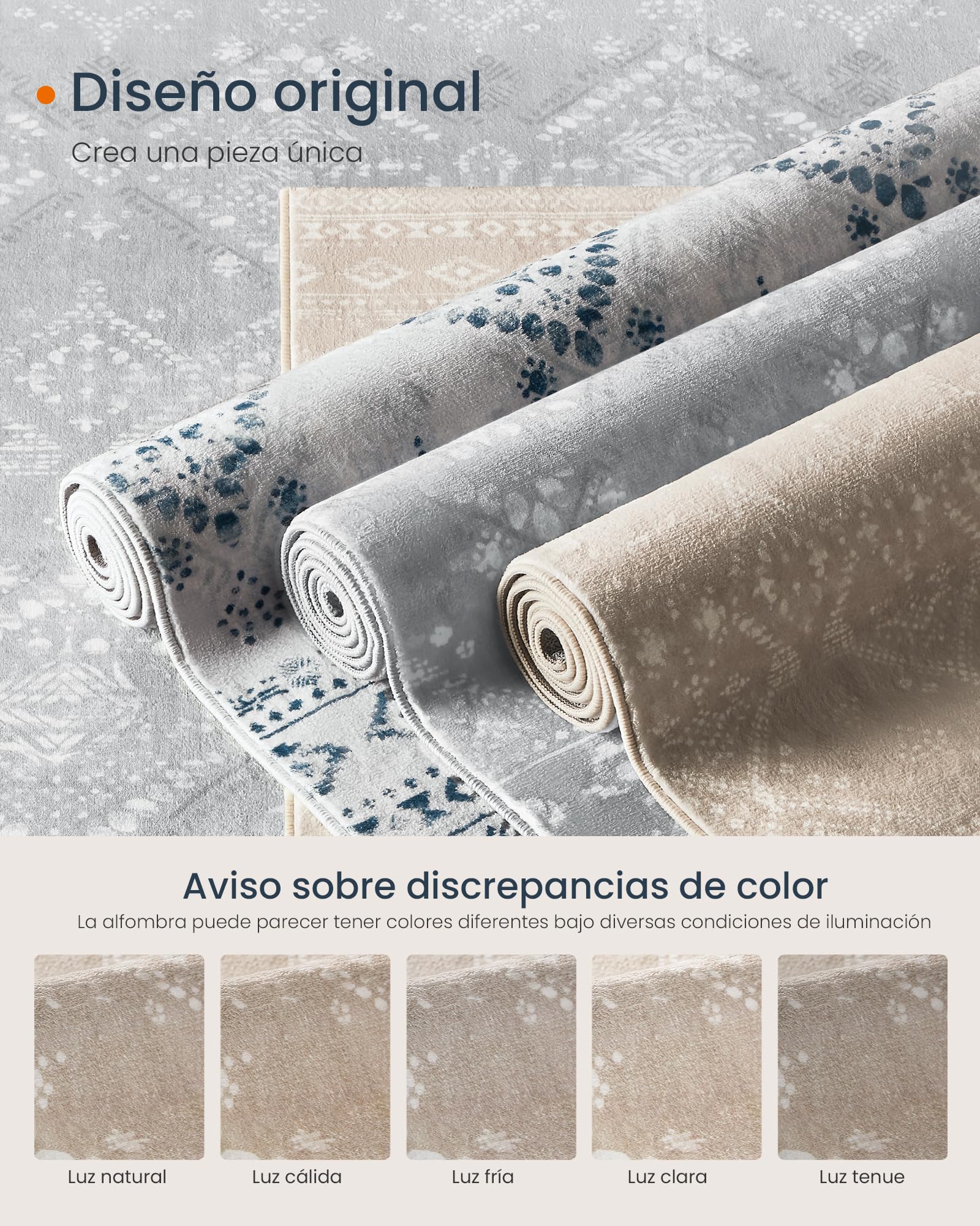 SONGMICS HOME Alfombra, 80 x 150 cm, Alfombra Antideslizante, Decoración del Hogar, para Salón, Dormitorio, Lavable a Máquina, Estilo Moderno, Beige Capuchino TAR026K01V1