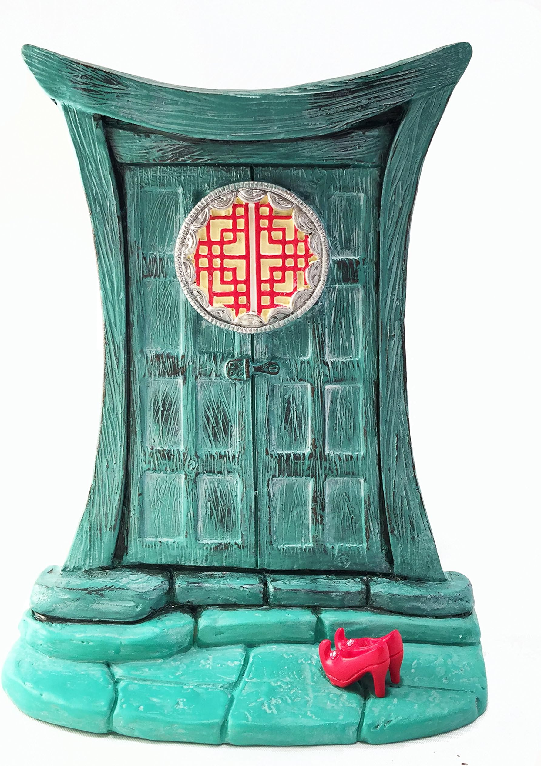 GlitZGlamMiniature Zen Fairy Door For Miniature Garden Fairies And Gnomes - Beautiful Asian-Style Zen Fairy Miniature Door With Removable Red Fairy Shoes