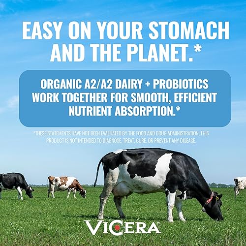 Miniatura 5 de Proteína en polvo A2, batido de menta, 0.88 oz de proteína por porción, mezcla de caseína de suero orgánico A2A2 con probióticos y sal marina celta,