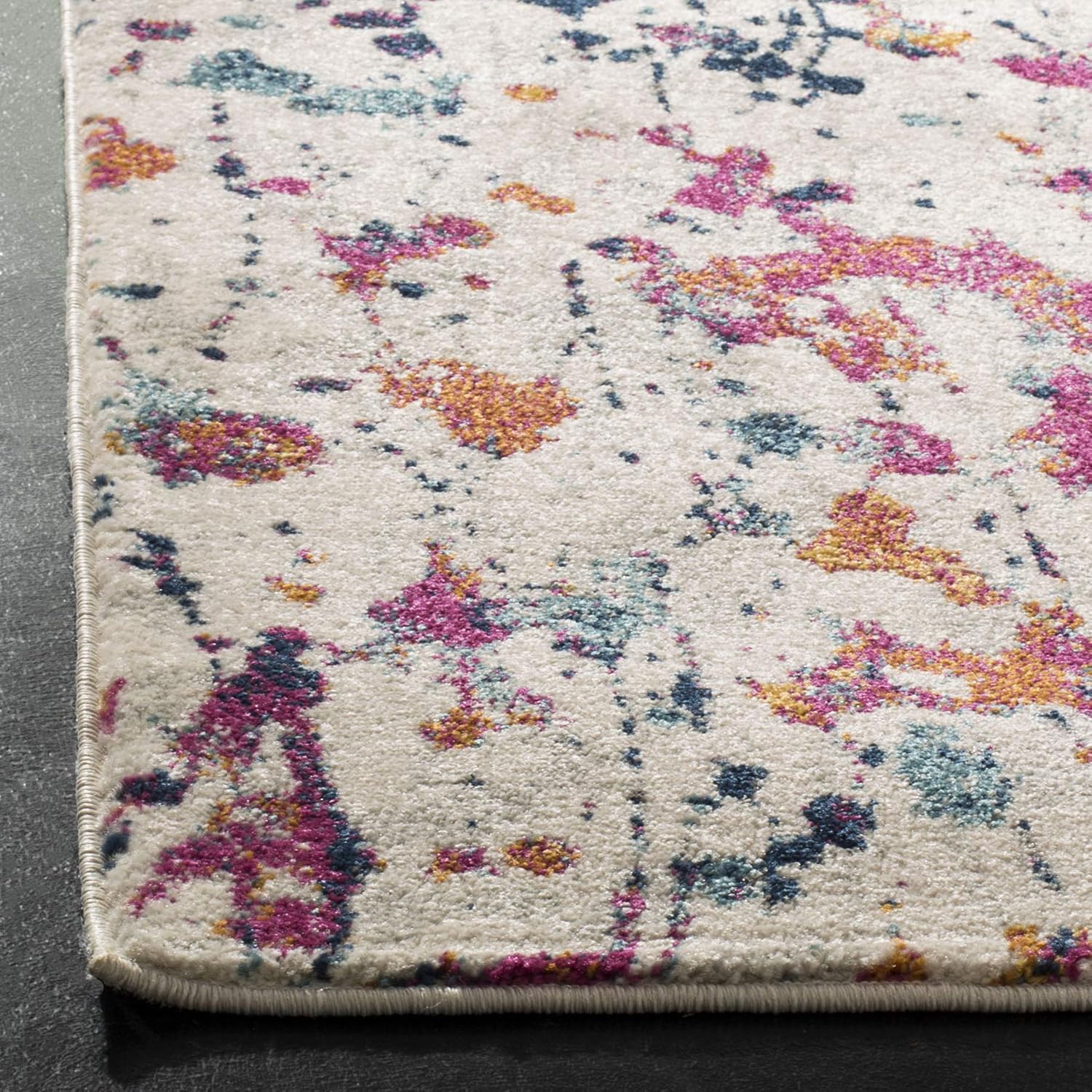 SAFAVIEH Evoke Collection 2'2" x 7' Ivory/Red EVK284Q Modern Abstract Non-Shedding Living Room Entryway Foyer Hallway Bedroom Runner Rug