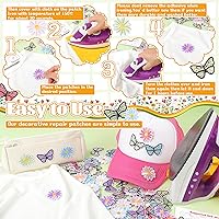 Vista 4 de NICEVINYL Parches de flores para planchar en la ropa: 90 piezas de bonitos parches de margaritas multicolores para coser en mochilas - Parches