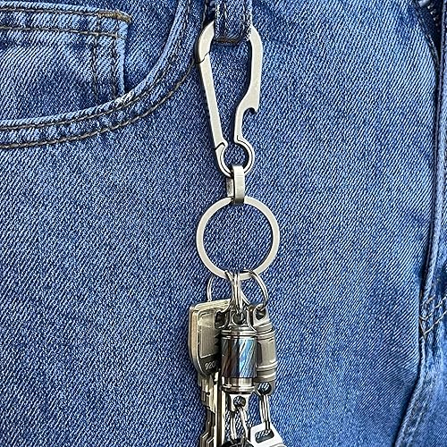 Miniatura 7 de JVCOM Llavero y llavero de mosquetón de titanio, clip minimalista de titanio con ganchos de liberación rápida para EDC para hombres y mujeres.