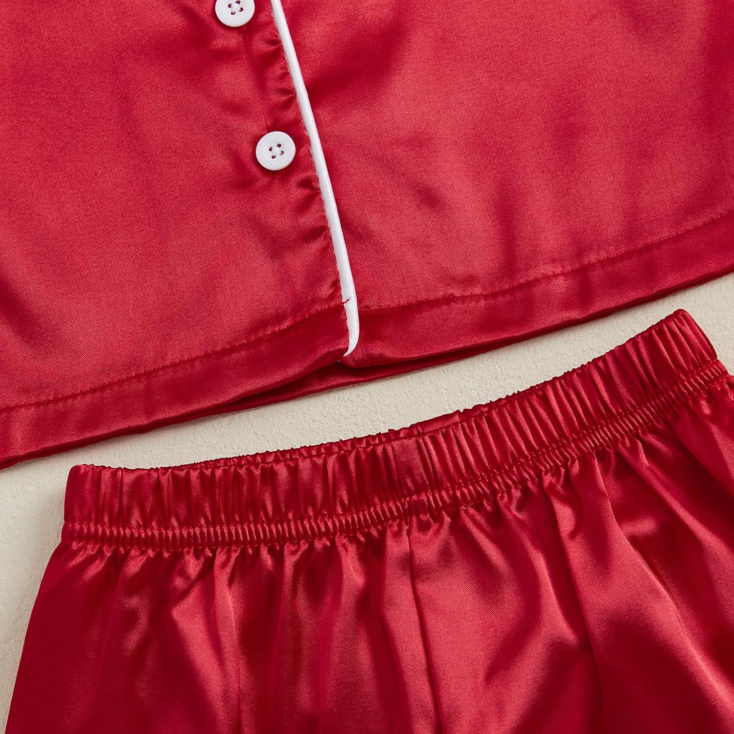 Toddler Girl Silk Pajamas Baby Lapel Button Down Ruffle Satin Silk Pjs Sleepwear Loungwear Clothes Set - Image 7