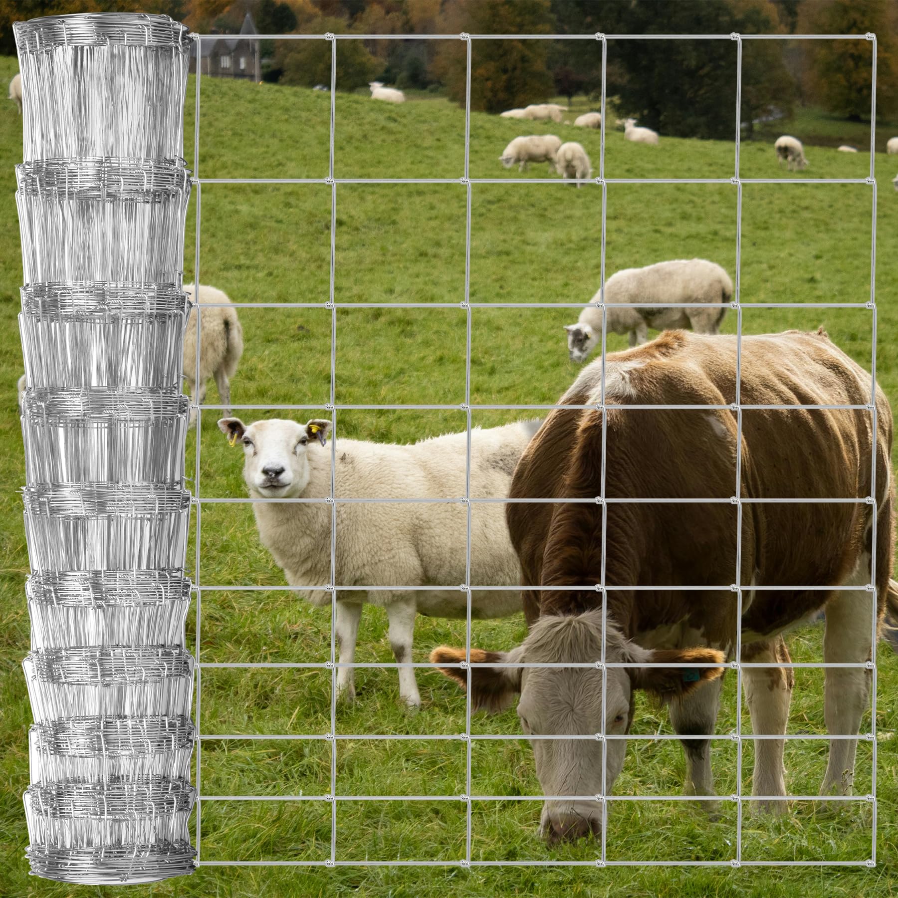 Farm Fence 4FT x 164FT Galvanized Cattle Fence