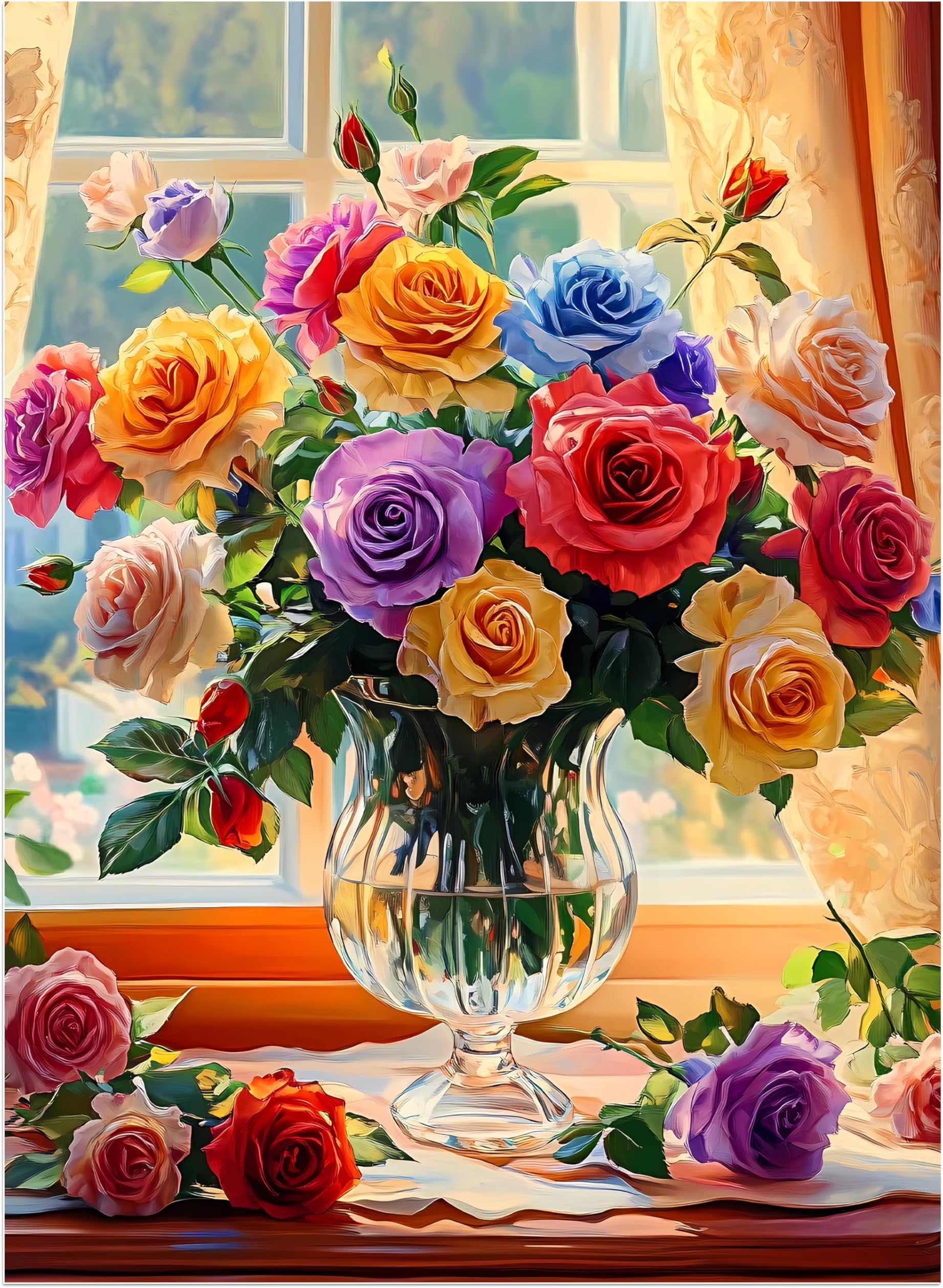 500 Piece Puzzles for Adults, Flower Jigsaw Puzzle 500 Piece for Adults Kids Seniors, Recycled Cardboard Large Piece Puzzle 500, Family Puzzles Great Gift for Mom Dad Family Friends 20.5 x 15 in