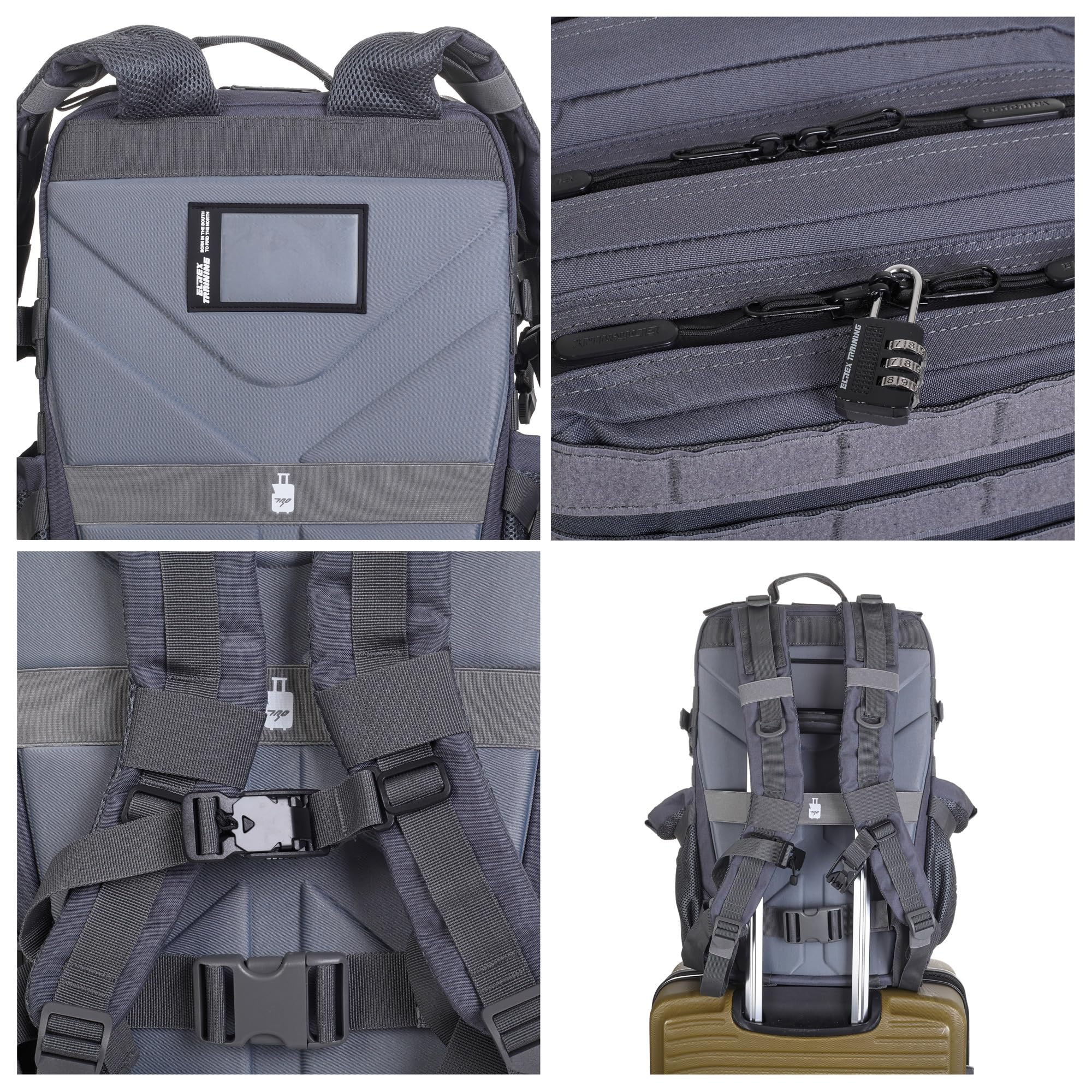 ELITRAINX Elitex Training 45L Tactical Military USA Waterproof Sport, Cabin Airplane, CrossTraining, Outdoor Sports Gym Portable, grey — view 4