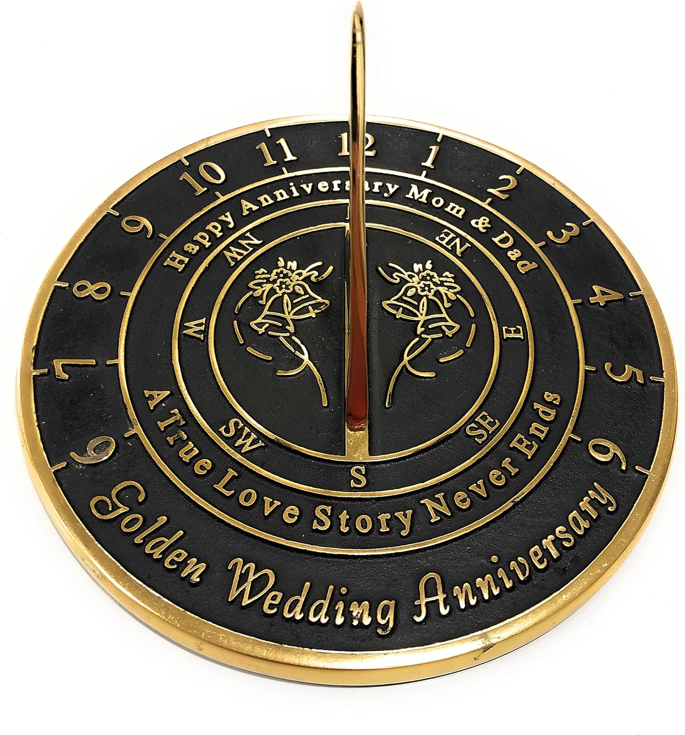 Nautical-Mart 50th Golden Wedding for Mom and Dad. Solid Metal Anniversary Sundial Gift Idea is A Great Present for Your Parents to Celebrate 50 Years Marriage (Mom & Dad Golden Anniversary)