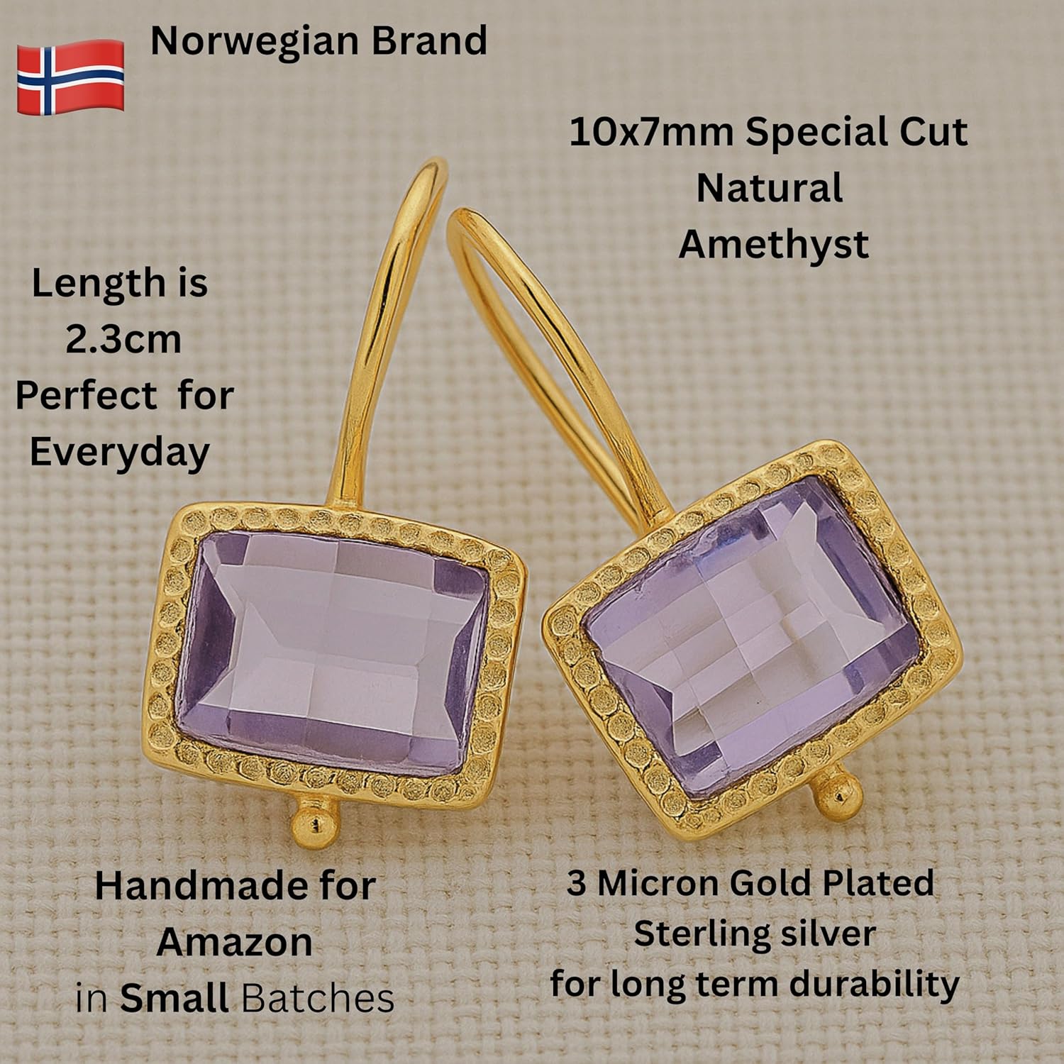 Gemstone Gold Vermeil Drop Earrings - Handmade Jewelry Gift Ideas for Women - Gold Plated Sterling Silver Ear Wires - Image 2