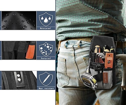 Miniatura 9 de Pequeña bolsa de herramientas con clip para cinturón, bolsas para cinturón de herramientas, bolsa de herramientas de electricista. Mini accesorio de
