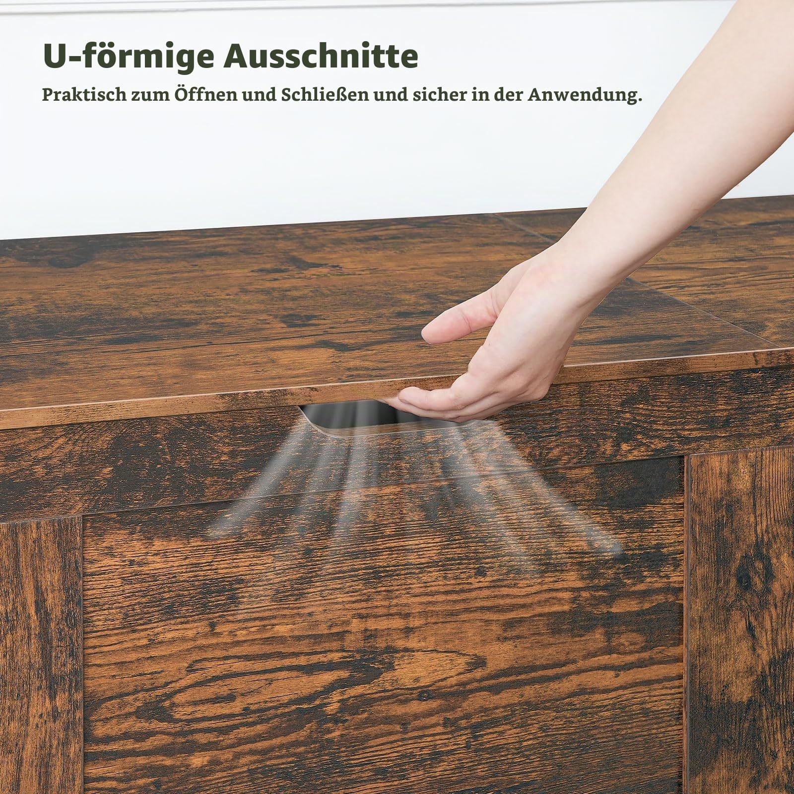 HOOBRO Truhen, Schuhbank mit 2 Deckeln, Aufbewahrungstruhe, Aufbewahrungsbox mit interner Trennwand, für Eingangsbereich, Wohnzimmer, Schlafzimmer, Vintagebraun EFG102CW01