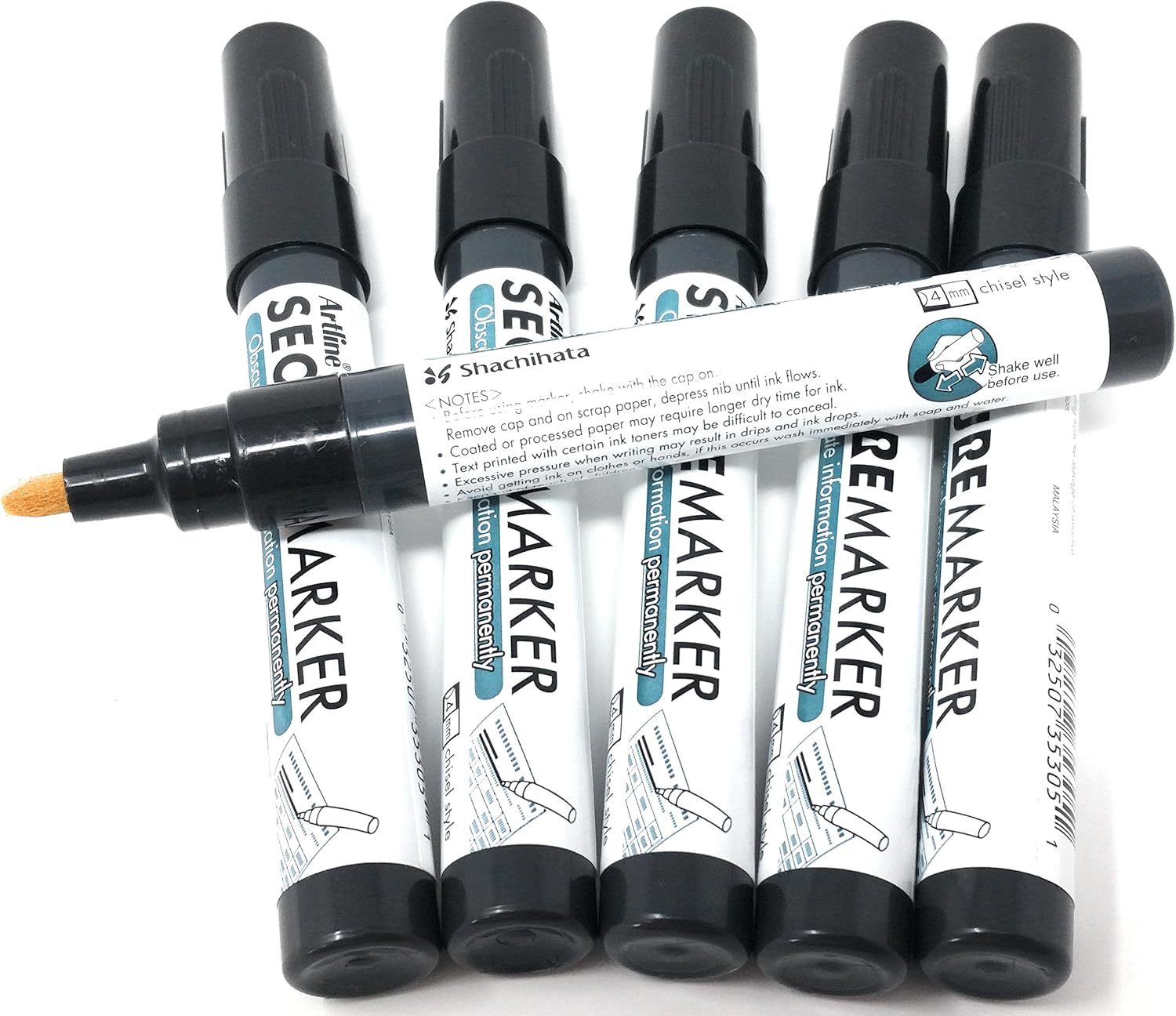 Secure Marker Redacting Pen, (6-Markers) Perfect for Blacking out Private Information (