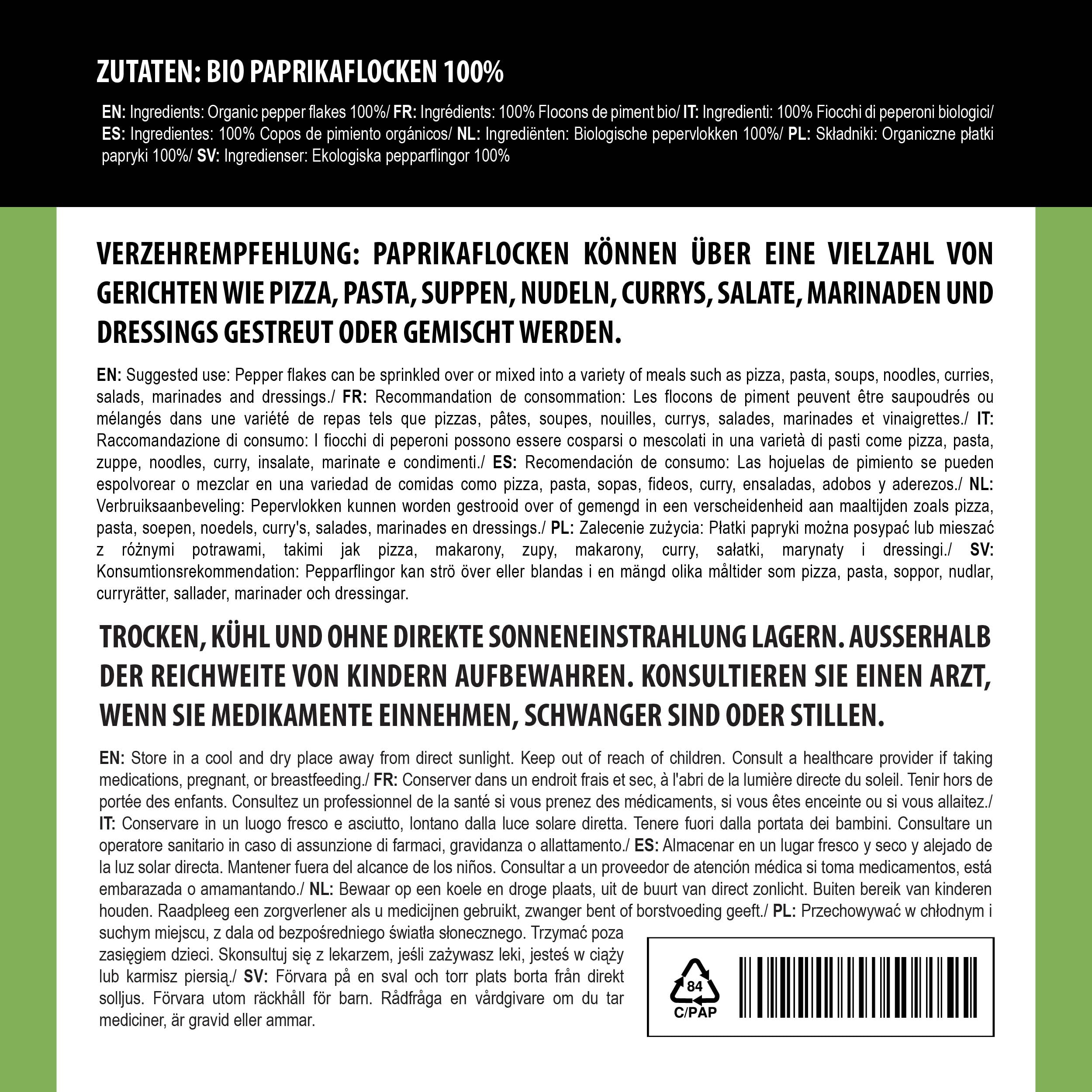 Alpi Nature Paprikaflocken BIO 200g, rote Paprika Flocken und Samen, Paprika Gewürz zum Kochen (Packung mit 2)