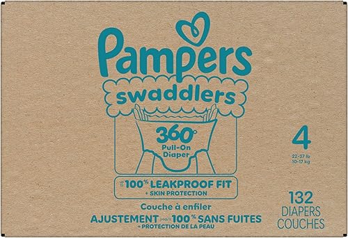 Miniatura 13 de Pampers Pañales Pañales para envolver 360 Tamaño 4, 132 unidades, hasta 100% a prueba de fugas, cómodo ajuste seco, diseñado para cambios fáciles,