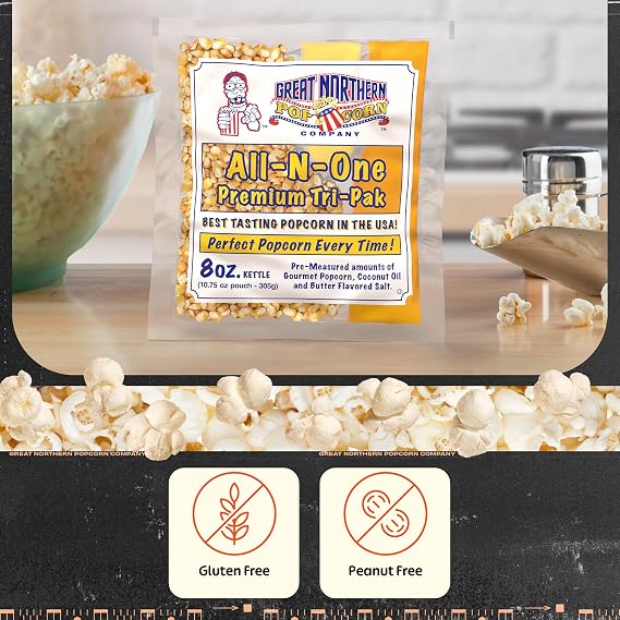 Great Northern Popcorn Movie Theater Style 8oz Popcorn Packs, 12 Case