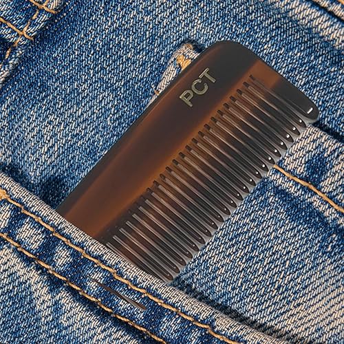 Miniatura 6 de G.B.S PCT - Peine de bolsillo de 5 pulgadas para hombres y mujeres, peine de concha de tortuga de dientes finos para peinar, desenredar y asear,