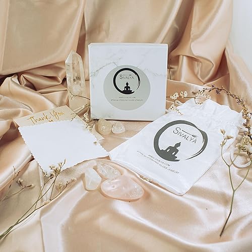 Miniatura 7 de Sivalya AMALFI Raw Sapphire Necklace and Earrings Set in Solid Silver - Jewelry Set for Women in 925 Sterling Silver - Natural Teardrop Raw Blue