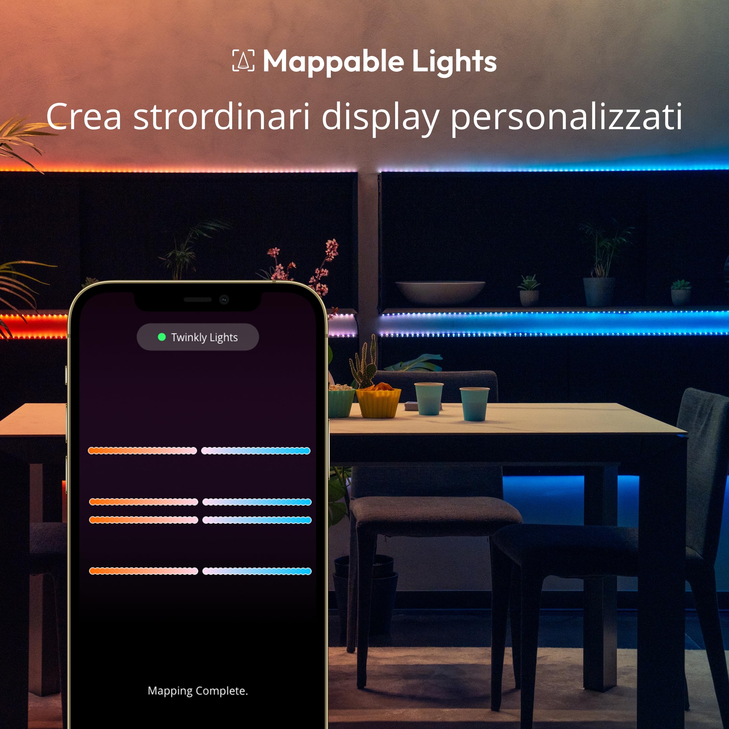 Twinkly Line Starter Kit 1.5m, Striscia LED Multicolore, Kit con Controller Intelligente, Compatibile con Alexa e Google Home, Luci Gaming, 16M+ di Colori, Controllato da App, Filo Bianco