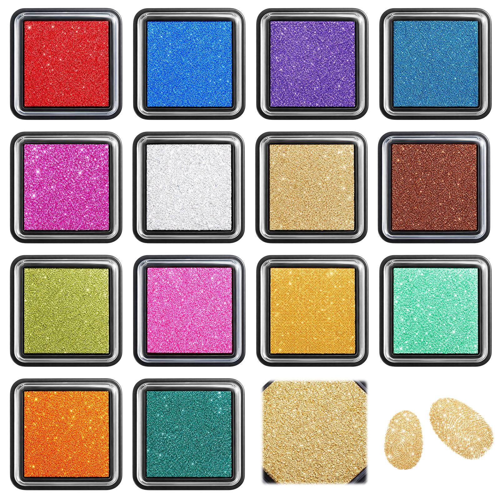 Glitter Ink Pads - 14 Colors for Stamps & Scrapbooking -1