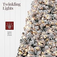 Vista 3 de Best Choice Products - Árbol de Navidad artificial, de 6 pies, iluminado previamente, con nieve, para casa, oficina, decoración de fiesta, 250 luces