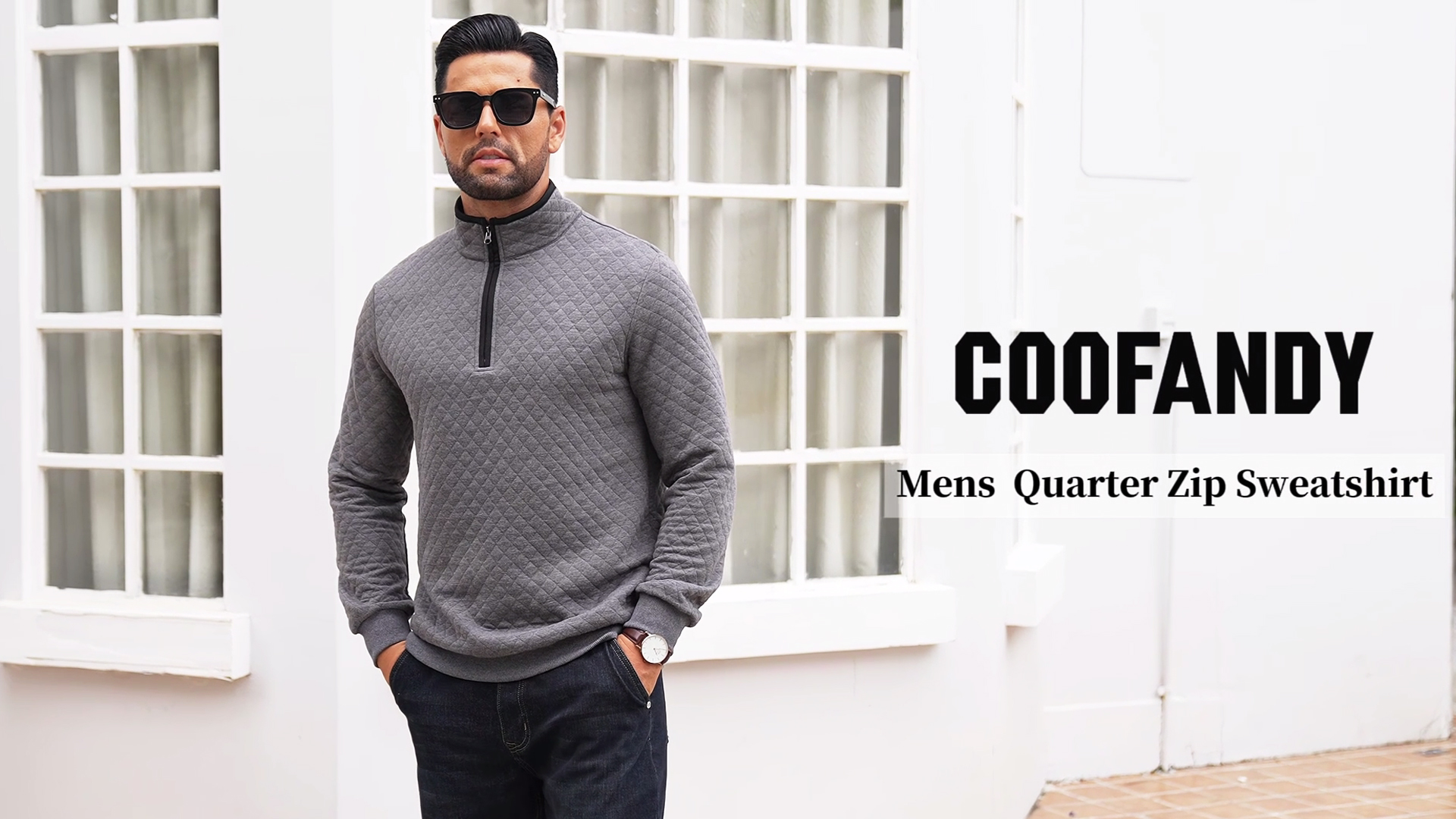 COOFANDY Mens Quarter Zip Sweaters Long Sleeve Business Casual