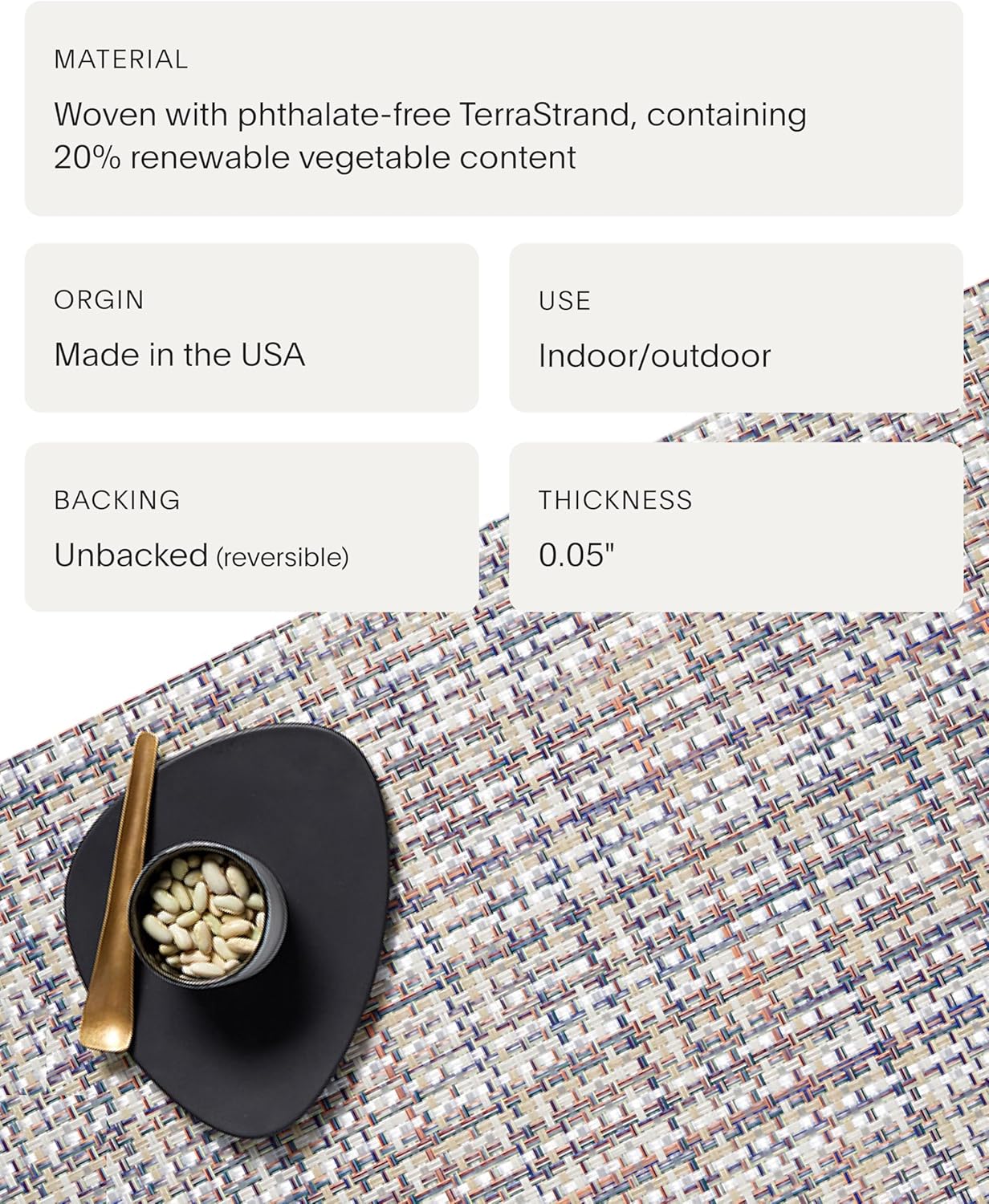 Chilewich Basketweave Placemats - Woven Placemats Set of 4 - Reusable, Stain-Resistant, Indoor/Outdoor Tabletop Protection - Bon Bon - 14" x 19" Rectangle