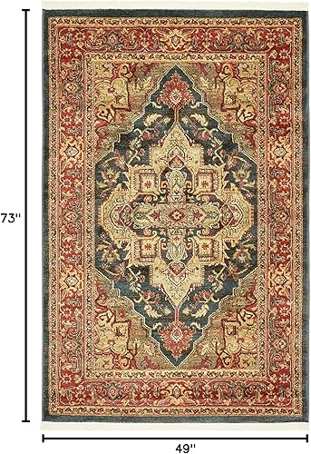 Miniatura 2 de Unique Loom Sahand Collection - Alfombra rectangular de 4 pies 1 pulgada x 6 pies 1 pulgada, azul marino y gris