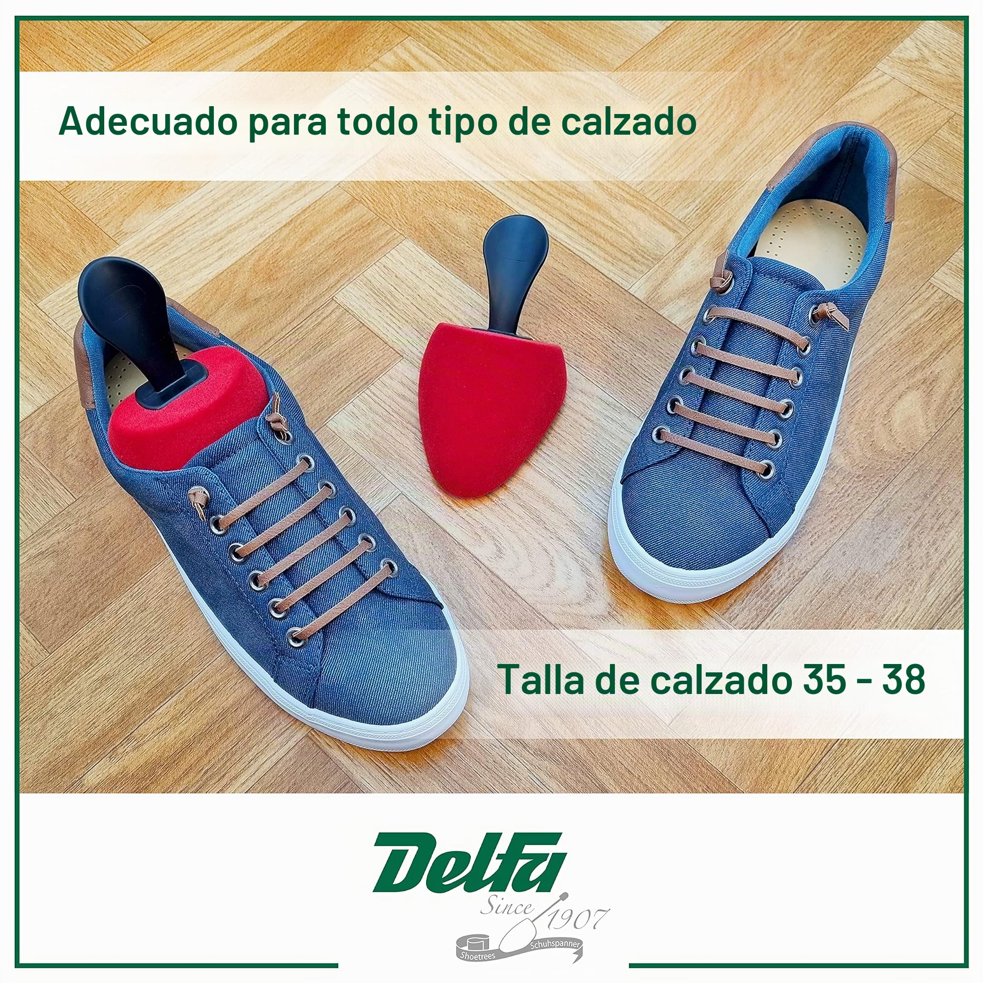DELFA Set de 5 pares hormas para zapatos de espuma terciopelo “Greta” para zapatos de tacón e clásico