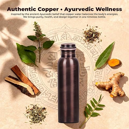 Miniatura 27 de Botella de agua de cobre de 34 onzas con bolsa de transporte de yute, botella de cobre puro para gimnasio, yoga, frasco de cobre ayurvédico o Tumblr