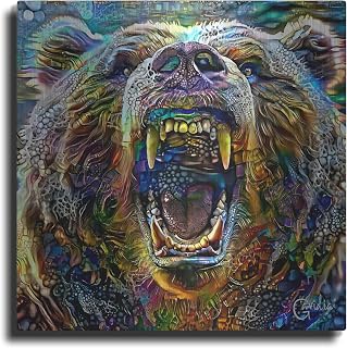 'Bear' by Pedro Gavidia Metal Wall Art, 24" x 24"