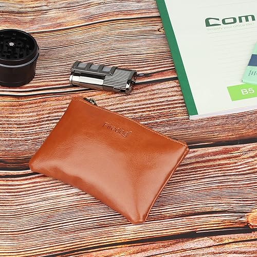 Vista 21 de FIREDOG Bolsa de tabaco, pequeña bolsa de cuero para cigarrillos rodantes, bolsa de almacenamiento para hombres (negro)