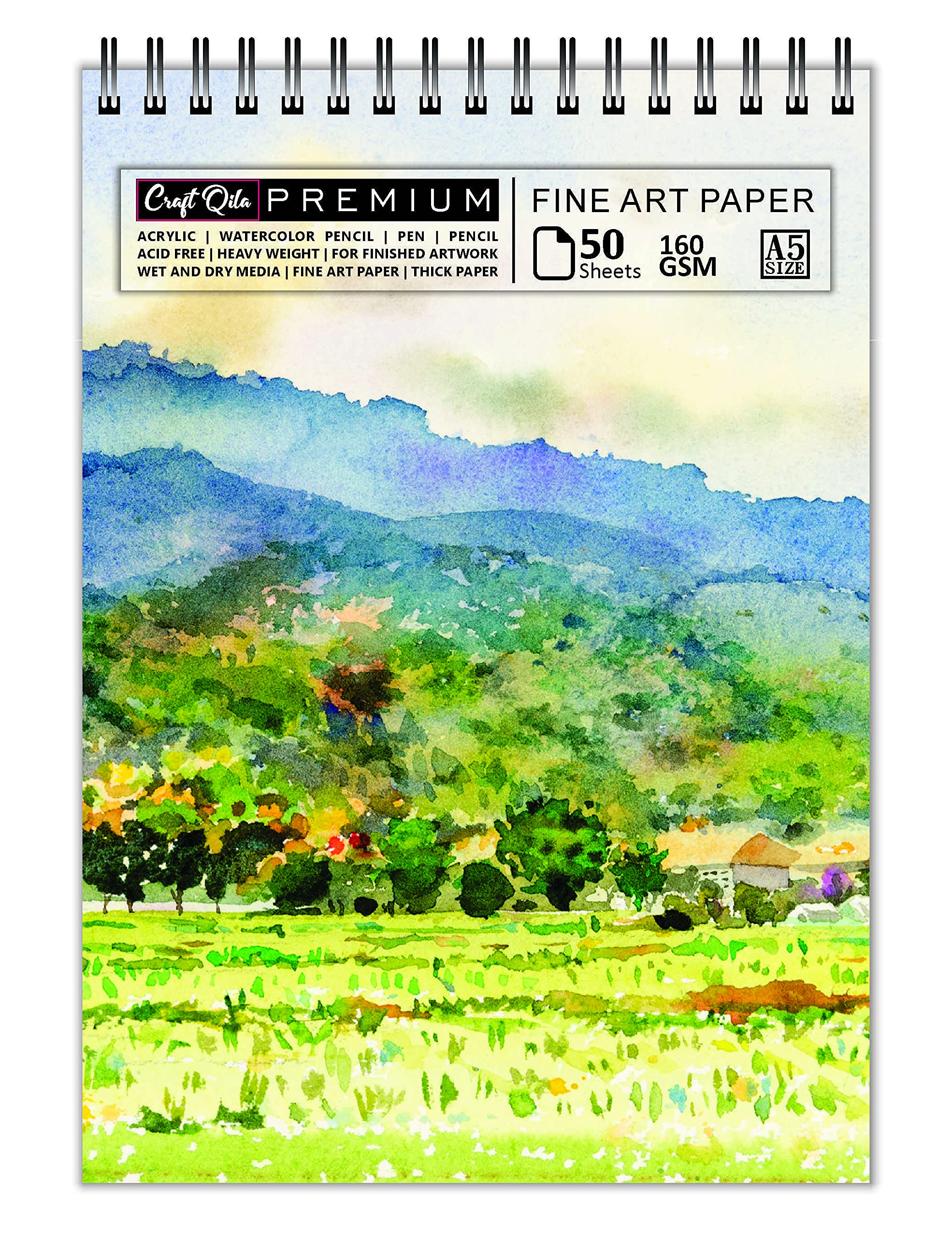 Craft Qila Paper Landscape Acrylic Painting (50 Sheets, 100 Pages) A5 Sketchbook | Top Spiral-Bound Sketchpad For Artists | Professional Grade Drawing And Sketchbook-image-19
