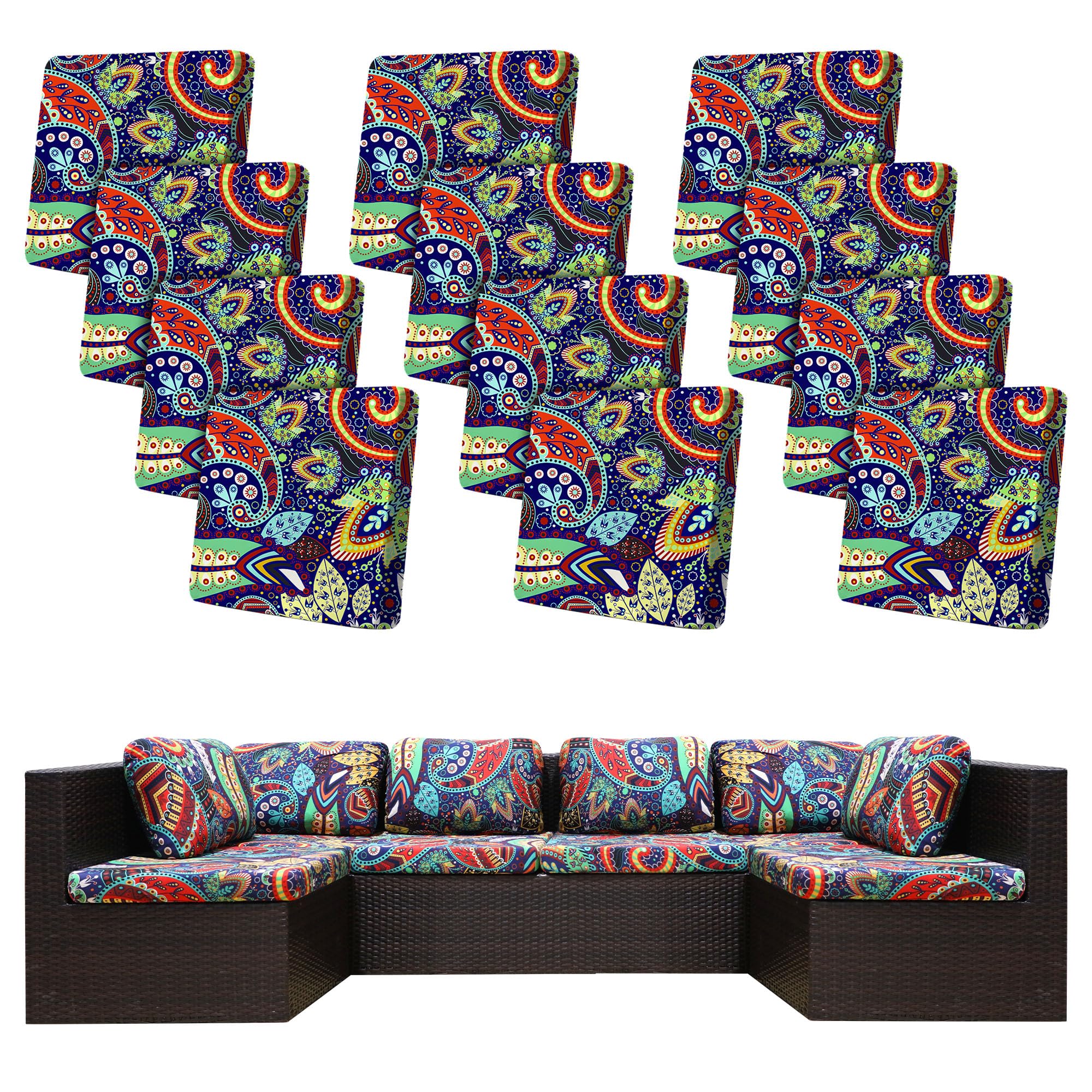 12 Pcs Outdoor Cushion Covers, Patio Sofa Cushion Covers Replacement