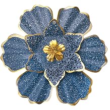 EASICUTI Blue Metal Flower Wall Decor Boho Metal Wall Art Decorations Hanging For Indoor Outdoor Home Bathroom Patio Fence Garden Bedroom Living Room Or Wall Sculptures 12 Inch