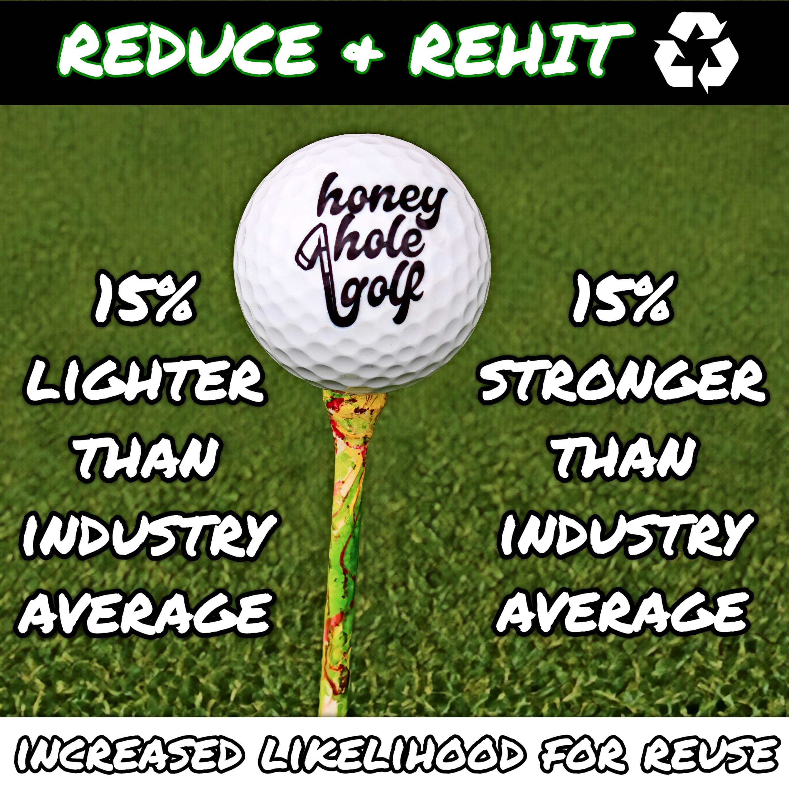 On Course Rubber Tees Multiple Size 3pk (Golf Driving Mat Range Tee)