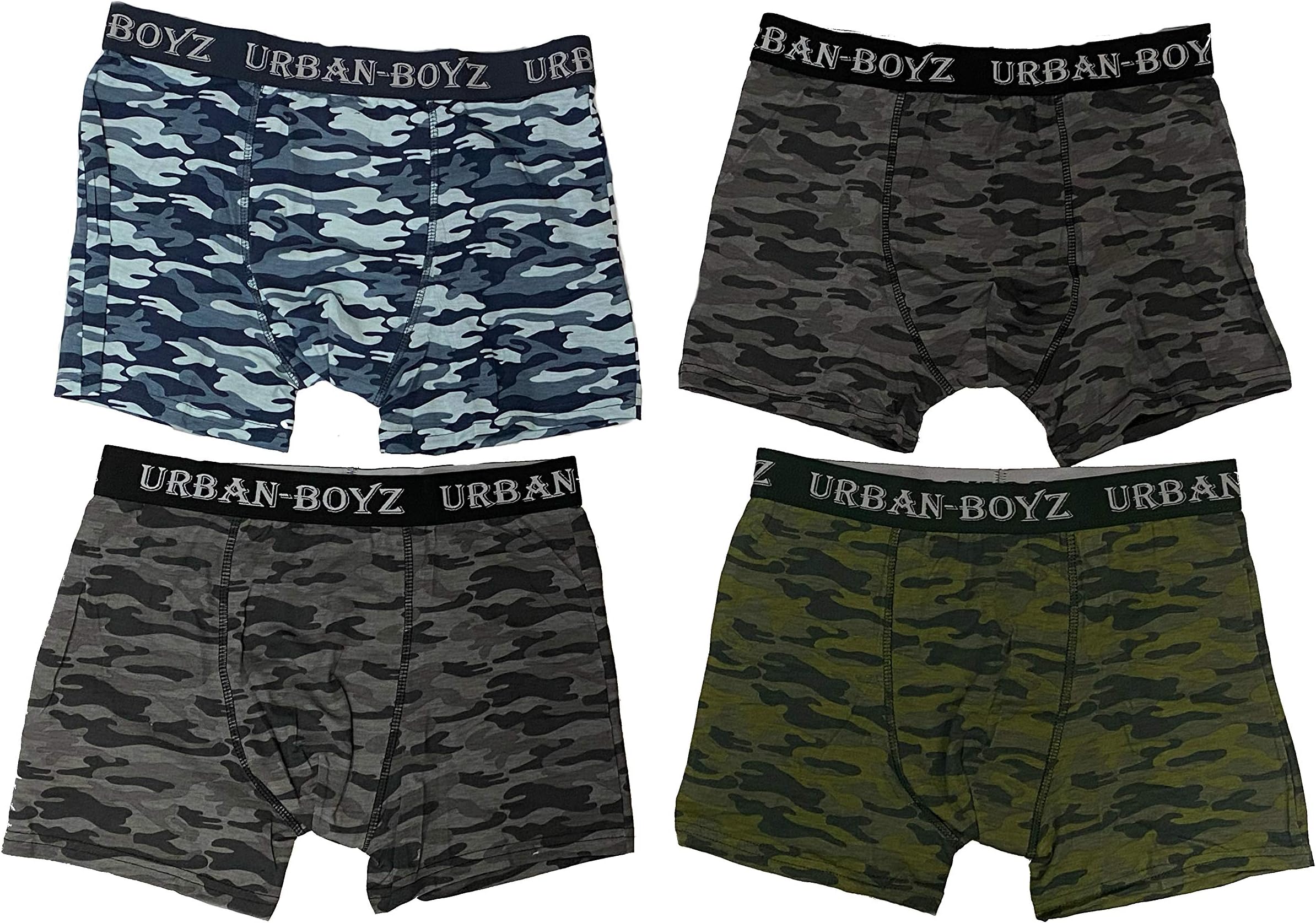 Pair of Mens Assorted Camouflage Boxer Shorts Designer Fashion Band Underwear 95% Cotton